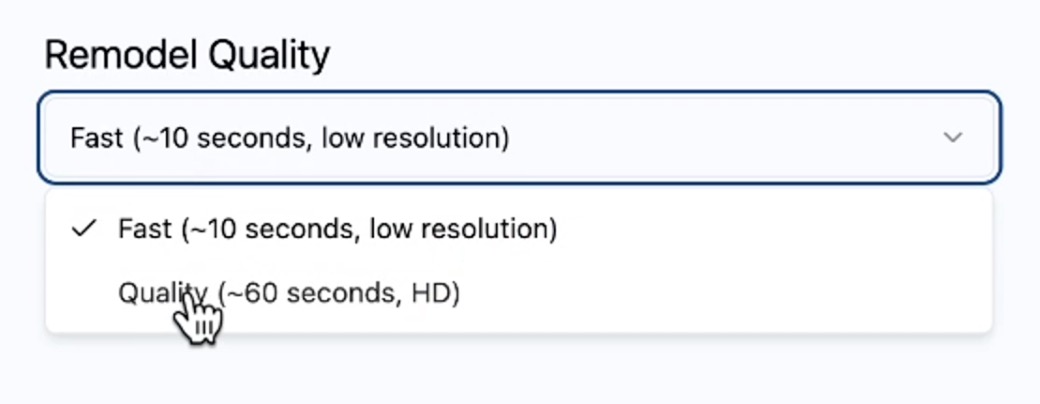 Remodel tool quality settings